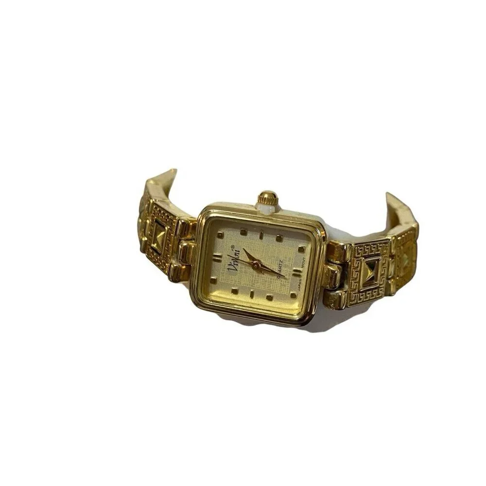 Vivani Ladies Watch Goldtone Band Crown Stopper 7.5